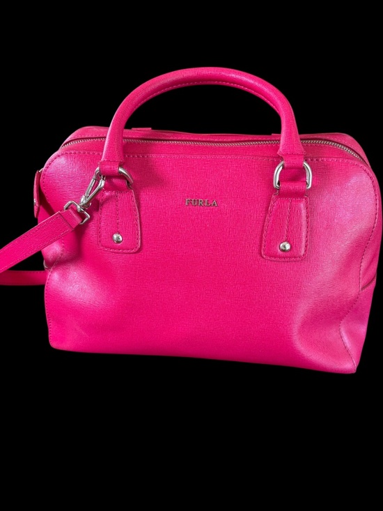 Furla Handbags - Furla Hot Pink Saffiano Leather Satchel Bag w/ Crossbody Strap